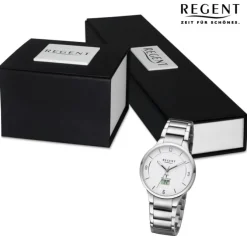 Regent Damen Funkuhr Analog-Digital Metallarmband silber URFR287