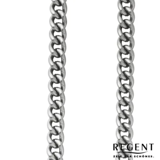 Regent Damen Herren Taschenuhr Kette Rundpanzer 5mm Edelstahl silber URP050