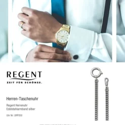 Regent Damen Herren Taschenuhr Kette Rundpanzer 5mm Edelstahl silber URP050