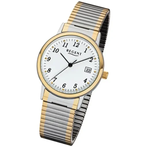 Regent Damen, Herren-Armbanduhr 32-F-1015 Edelstahl-Armband silber gold URF1015