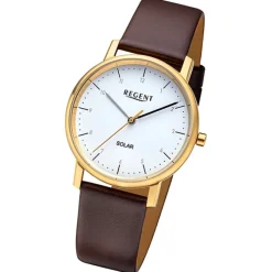 Regent Damen Solaruhr Analog Lederarmband dunkelbraun URF1555