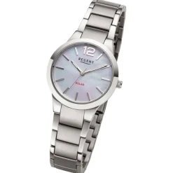 Regent Damen Solaruhr Analog Metallarmband silber grau URF1534