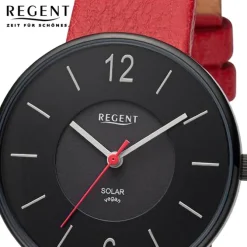 Regent Damen Solaruhr Analog Lederarmband rot UR2114107