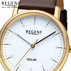 Regent Damen Solaruhr Analog Lederarmband dunkelbraun URF1555