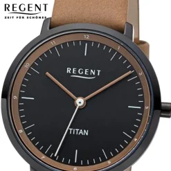 Regent Damen Titan-Armbanduhr Analog Lederarmband hellbraun URBA839