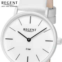 Regent Damen Titan-Armbanduhr rund Analog Lederarmband weiß URBA848
