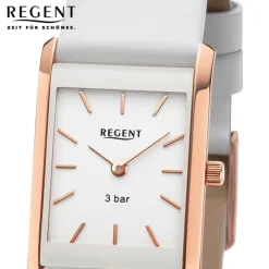 Regent Damen Titan-Armbanduhr rechteck Analog Lederarmband weiß URBA846