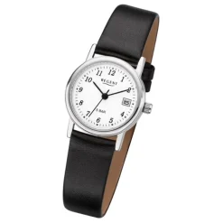 Regent Damen-Armbanduhr - Lederarmband - Quarz Leder schwarz URF827