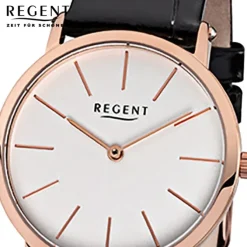 Regent Damen-Armbanduhr - Lederarmband - Quarz Leder schwarz URF831