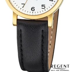 Regent Damen-Armbanduhr - Lederarmband - Quarz Leder schwarz URF937