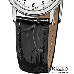 Regent Damen-Armbanduhr - Lederarmband - Quarz Leder schwarz URF827