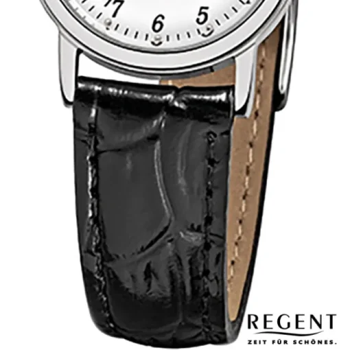 Regent Damen-Armbanduhr - Lederarmband - Quarz Leder schwarz URF827