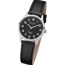 Regent Damen-Armbanduhr 32-2113416 Quarz-Uhr Leder-Armband schwarz UR2113416