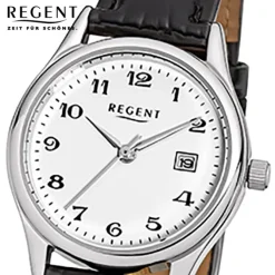 Regent Damen-Armbanduhr - Regent Lederarmband - Quarz Leder schwarz URF833