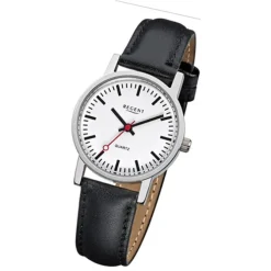 Regent Damen-Armbanduhr Edelstahl Leder schwarz Mineralglas Quarz URF824