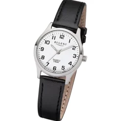 Regent Damen-Armbanduhr F-1309 Quarz-Uhr Leder-Armband schwarz UR2113418