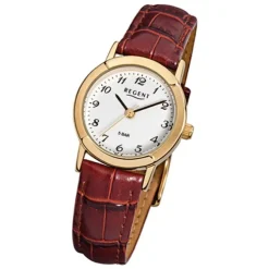 Regent Damen-Armbanduhr F-575 Quarz-Uhr Leder-Armband braun URF575