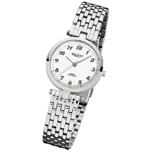 Regent Damen-Armbanduhr F-908 Quarz-Uhr Stahl-Armband silber URF908