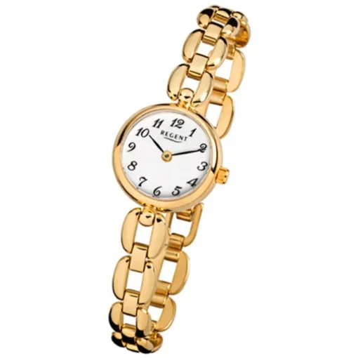 Regent Damen-Armbanduhr F-801 Quarz-Uhr Mini Stahl-Armband gold URF801