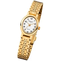 Regent Damen-Armbanduhr F-394 Quarz-Uhr Mini Stahl-Armband gold URF394