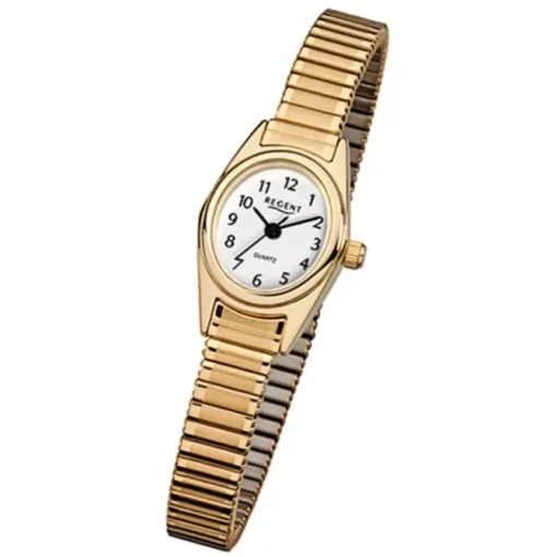 Regent Damen-Armbanduhr F-263 Quarz-Uhr Mini Stahl-Armband gold URF263