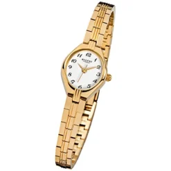 Regent Damen-Armbanduhr F-303 Quarz-Uhr Stahl-Armband gold URF303