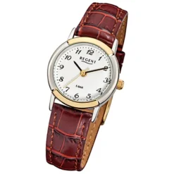 Regent Damen-Armbanduhr F-576 Quarz-Uhr Leder-Armband braun URF576