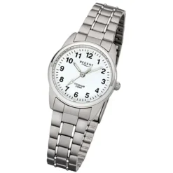 Regent Damen-Armbanduhr 32-F-1085 Quarz-Uhr Titan-Armband grau URF1085