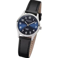 Regent Damen-Armbanduhr F-1307 Quarz-Uhr Leder-Armband schwarz UR2113419