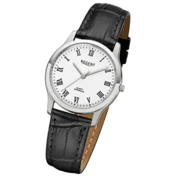 Regent Damen-Armbanduhr 32-F-1072 Quarz-Uhr Leder-Armband schwarz URF1072