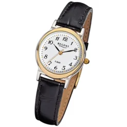 Regent Damen-Armbanduhr F-014 Quarz-Uhr Leder-Armband schwarz URF014