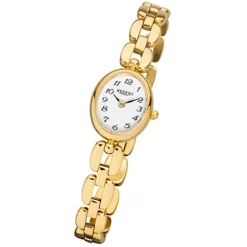 Regent Damen-Armbanduhr F-1406 Quarz-Uhr Mini Stahl-Armband gold URF968
