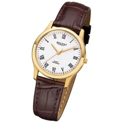 Regent Damen-Armbanduhr 32-F-1074 Quarz-Uhr Leder-Armband braun URF1074