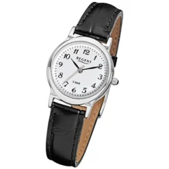 Regent Damen-Armbanduhr F-013 Quarz-Uhr Leder-Armband schwarz URF013