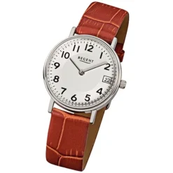 Regent Damen-Armbanduhr F-329 Quarz-Uhr Leder-Armband braun URF329