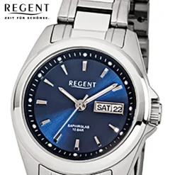 Regent Damen-Armbanduhr F-518 Quarz-Uhr Stahl-Armband silber URF518