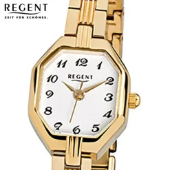 Regent Damen-Armbanduhr F-305 Quarz-Uhr Stahl-Armband gold URF305