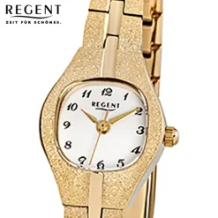 Regent Damen-Armbanduhr F-308 Quarz-Uhr Stahl-Armband gold URF308