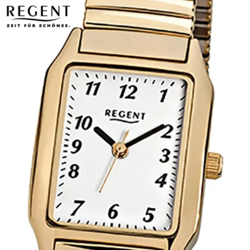 Regent Damen-Armbanduhr F-269 Quarz-Uhr Stahl-Armband gold URF269