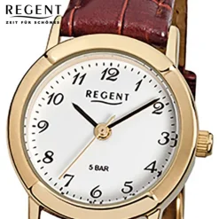 Regent Damen-Armbanduhr F-575 Quarz-Uhr Leder-Armband braun URF575