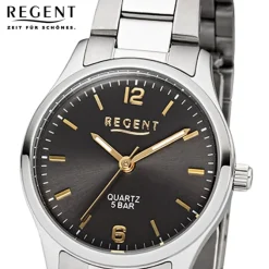Regent Damen-Armbanduhr F-1326 Quarz-Uhr Edelstahl-Armband silber UR2253411