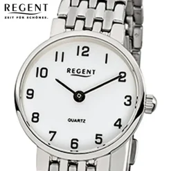 Regent Damen-Armbanduhr F-609 Quarz-Uhr Stahl-Armband silber URF609