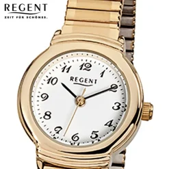 Regent Damen-Armbanduhr F-265 Quarz-Uhr Stahl-Armband gold URF265