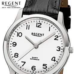 Regent Damen-Armbanduhr 32-F-1073 Quarz-Uhr Leder-Armband schwarz URF1073