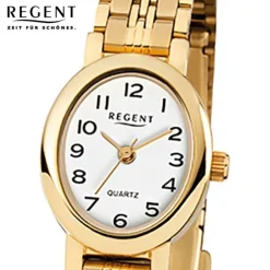Regent Damen-Armbanduhr F-394 Quarz-Uhr Mini Stahl-Armband gold URF394