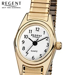 Regent Damen-Armbanduhr F-263 Quarz-Uhr Mini Stahl-Armband gold URF263