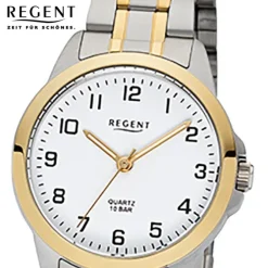 Regent Damen-Armbanduhr 32-F-1006 Edelstahl-Armband silber gold URF1006