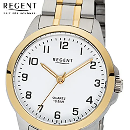 Regent Damen-Armbanduhr 32-F-1006 Edelstahl-Armband silber gold URF1006