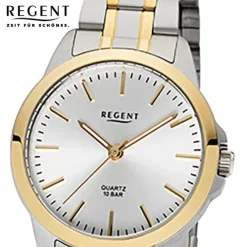 Regent Damen-Armbanduhr 32-F-1005 Edelstahl-Armband silber gold URF1005