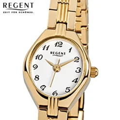 Regent Damen-Armbanduhr F-303 Quarz-Uhr Stahl-Armband gold URF303